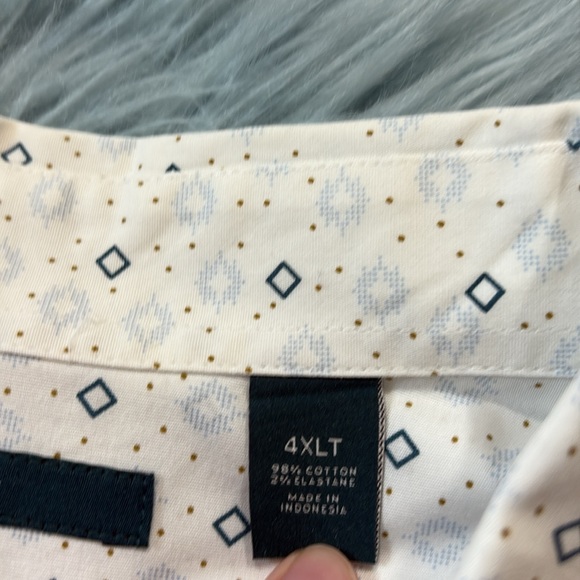 Perry Ellis Geometric Print Cotton Stretch Short Sleeve Button Down Shirt 4XLT - Picture 10 of 11
